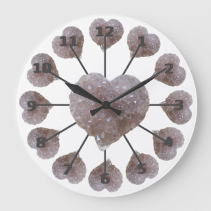 Grande Horloge Ronde Écluse du mur acrylique de l'Améthyste rose en for