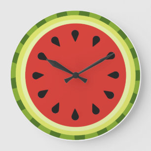 Grande Horloge Ronde Écluse du mur de tranche de melon rouge