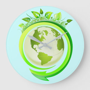 GRANDE HORLOGE RONDE ECO DESIGN VERT TERRE