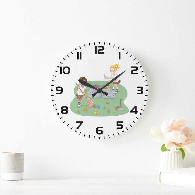 Grande Horloge Ronde Eco-Friendly Kids Cleaning Camping Recyclage (Créateur téléchargé)