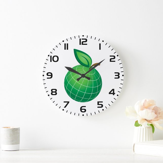 Grande Horloge Ronde Eco Globe Fruit Green Earth Leaf Sphere (Créateur téléchargé)