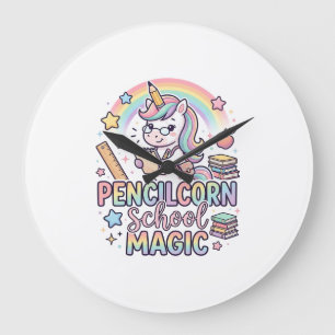 Grande Horloge Ronde École de licorne Pencilcorn Magie Autocollant ador