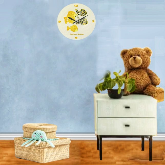 Grande Horloge Ronde École tropicale (A charming, clock for the nursery, or any young child's room!)