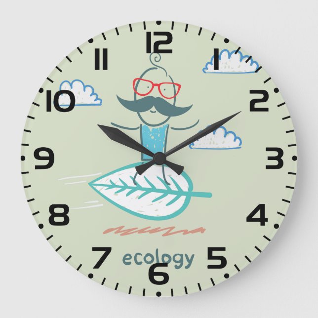 Grande Horloge Ronde Ecology Surfer Sustainable Life Hipster (Recto)