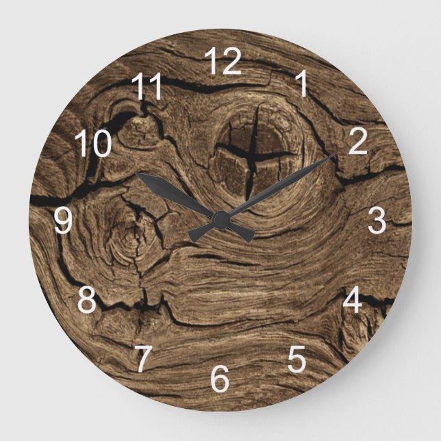 Grande Horloge Ronde Écorce en bois (Recto)