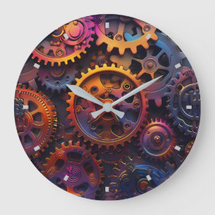 Grande Horloge Ronde Écran mural des engrenages