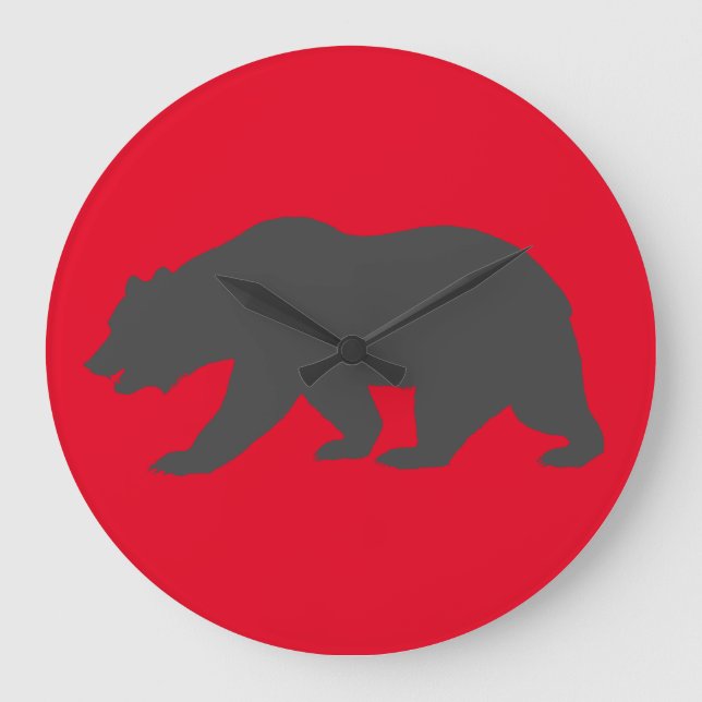 Grande Horloge Ronde ÉCRAN mural ROUGE GRIZLY BEAR (Recto)