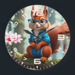 Grande Horloge Ronde Écureuil mou sur la branche de l'arbre<br><div class="desc">Écureuil mou sur la branche de l'arbre</div>