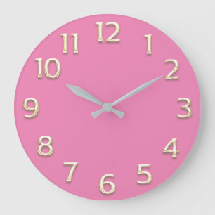 Grande Horloge Ronde Effet 3D Champagne d'or Minimalisme GIRLY PINK