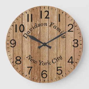 Grande Horloge Ronde Effet bois rond