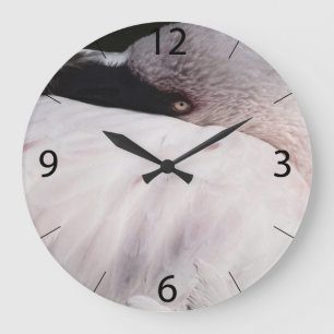 Grande Horloge Ronde Effet de dessin de portrait de flamant rose Art