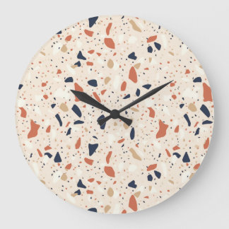 Grande Horloge Ronde Effet Terrazzo de la Marine rose