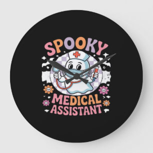 Grande Horloge Ronde Éffrayant Médicale Assistant Cute Halloween Essent