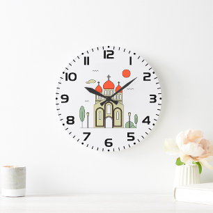 Grande Horloge Ronde Église orthodoxe russe minimaliste