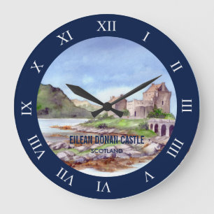 Grande Horloge Ronde Eilean Donan Castle aquarelle peinture