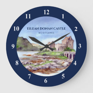 Grande Horloge Ronde Eilean Donan Castle Ecosse aquarelle peinture