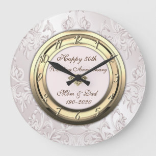 Grande Horloge Ronde Eleant Swirls 50e anniversaire de Mariage
