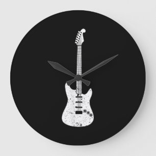 Grande Horloge Ronde Electric Guitar Med Guitarist Musician Player