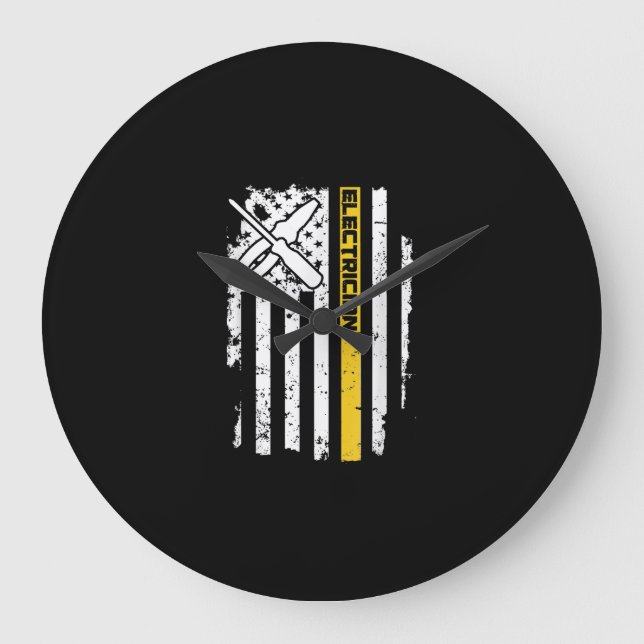 Grande Horloge Ronde Electrician États-Unis Flag American Electrical Ve (Recto)