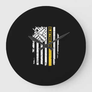 Grande Horloge Ronde Electrician USA Flag American Electric Gift
