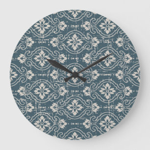 Grande Horloge Ronde Élégance antique : Courbes florales invisibles