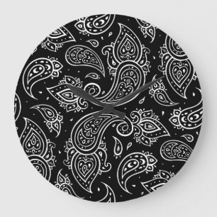 Grande Horloge Ronde Elégance de Paisley : motif ethnique sans soudure.