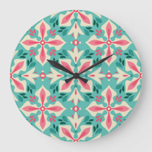 Grande Horloge Ronde Elégance florale : motif vintage sans soudure.