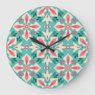 Grande Horloge Ronde Elégance florale : motif vintage sans soudure.