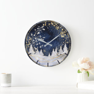 Grande Horloge Ronde Élégance hivernale céleste