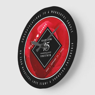 Grande Horloge Ronde Élégant 15e anniversaire de Mariage Rose