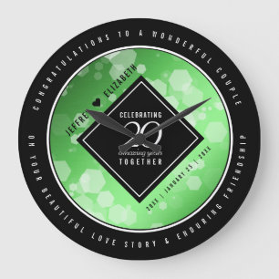 Grande Horloge Ronde Élégant 20e anniversaire de Mariage d'émeraude