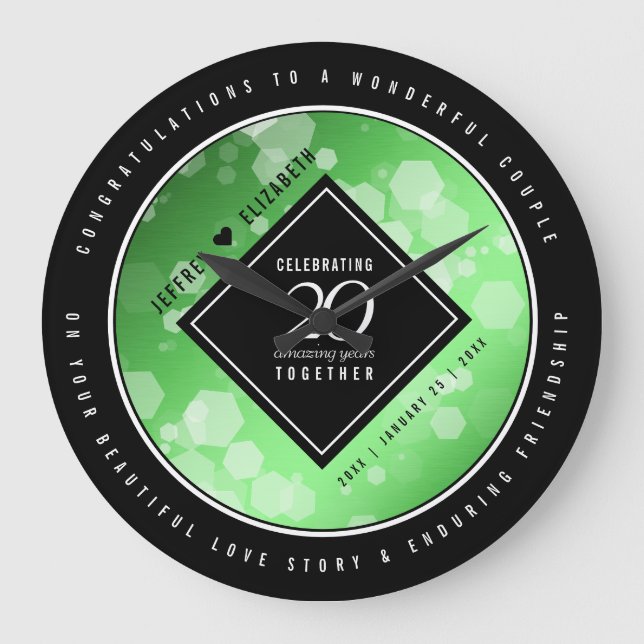 Grande Horloge Ronde Élégant 20e anniversaire de Mariage d'émeraude (Recto)