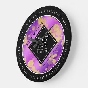 Grande Horloge Ronde Élégant 33e anniversaire du Mariage Améthyste
