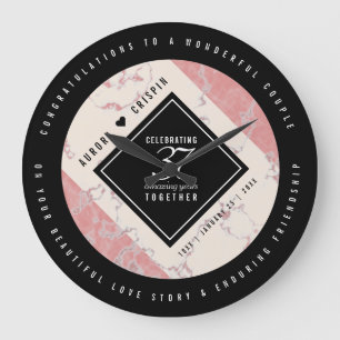 Grande Horloge Ronde Élégant 37e anniversaire du Mariage Alabaster
