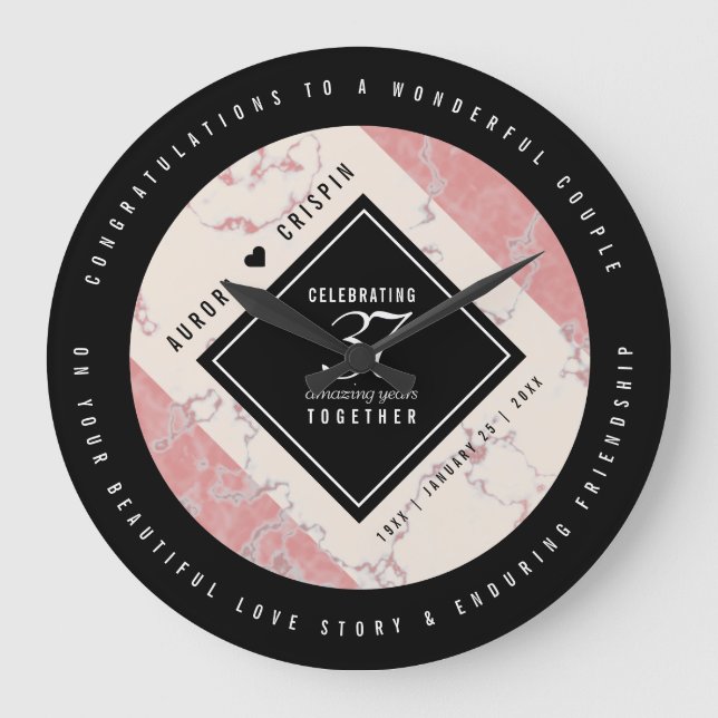 Grande Horloge Ronde Élégant 37e anniversaire du Mariage Alabaster (Recto)