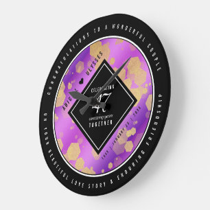 Grande Horloge Ronde Élégant 47e anniversaire du Mariage Améthyste