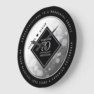 Grande Horloge Ronde Élégant 70e anniversaire de Mariage Platinum