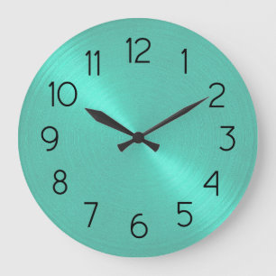 Grande Horloge Ronde Elégant Aqua Green Sheen