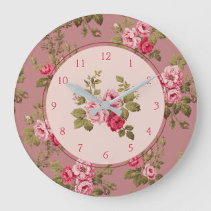 Grande Horloge Ronde Élégant Arrière - plan Rose Vintage de rose