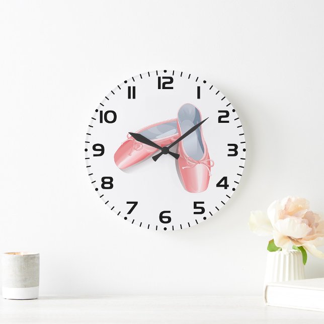 Grande Horloge Ronde Élégant Ballet Rose Appartements mignonette Fille  (Créateur téléchargé)