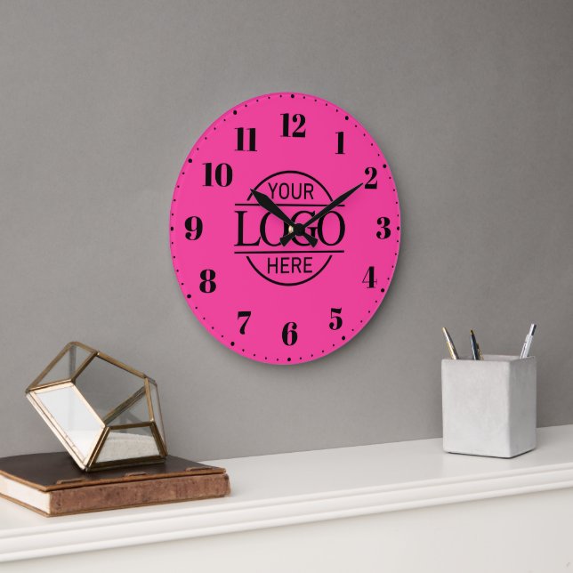 Grande Horloge Ronde Elegant Bight Pink Branded Company Business Logo (Bureau)