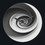 Grande Horloge Ronde Elegant Black and White Spiral Abstract Design,<br><div class="desc">Add a touch of sophistication to your space with this elegant black and white spiral abstract design, featuring a captivating hypnotic effect. The perfect combination of modern minimalist art and optical illusion, ideal for enhancing home decor, canvas prints, posters, and more. This design brings a sense of depth and movement,...</div>
