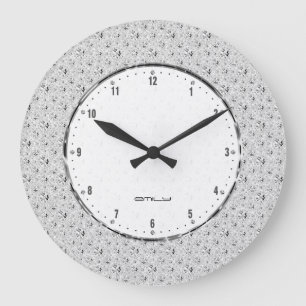 Grande Horloge Ronde Élégant Blanc FauxGlitter Et Étincelle Grande Horl