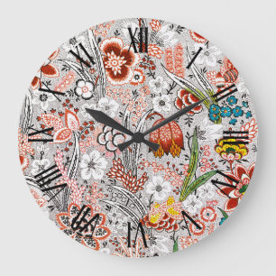 Grande Horloge Ronde Élégant Boho Vintage Abstrait