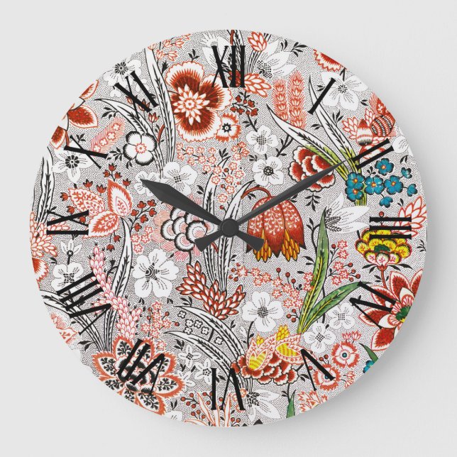 Grande Horloge Ronde Élégant Boho Vintage Abstrait | (Recto)