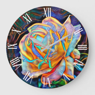 Grande Horloge Ronde Elégant brillant unique Rose Art Dream