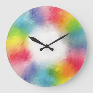 Grande Horloge Ronde Elegant Colorful Blank Template Abstract Rainbow