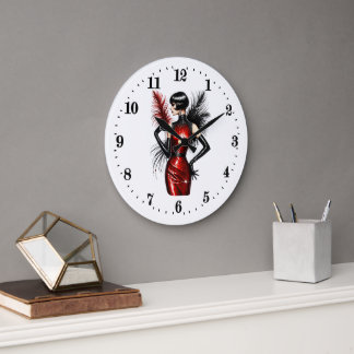Grande Horloge Ronde Elégant couple Art Déco