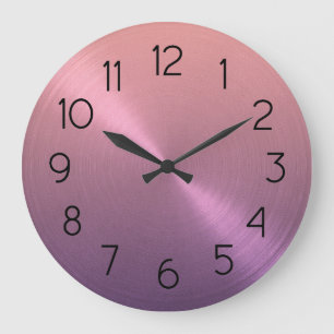 Grande Horloge Ronde Élégant dégradé violet à rose ombre