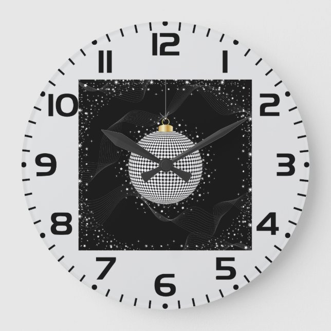 Grande Horloge Ronde Elegant Disco Ball Christmas Ornament (Recto)